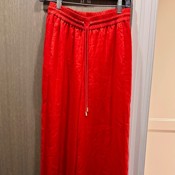 Red Satin Pants- Me + Em - Picture 1 of 2